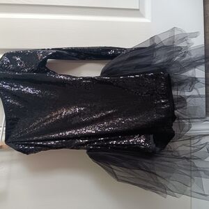 Elegant Black Sequin Kids Dress